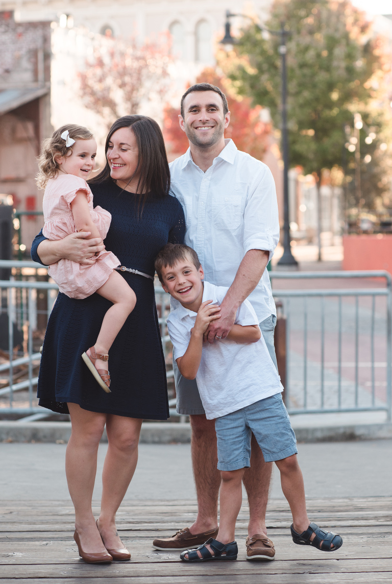 beautiful family portrait, mother, father, daughter, son, downtown Petaluma, Petaluma family photography